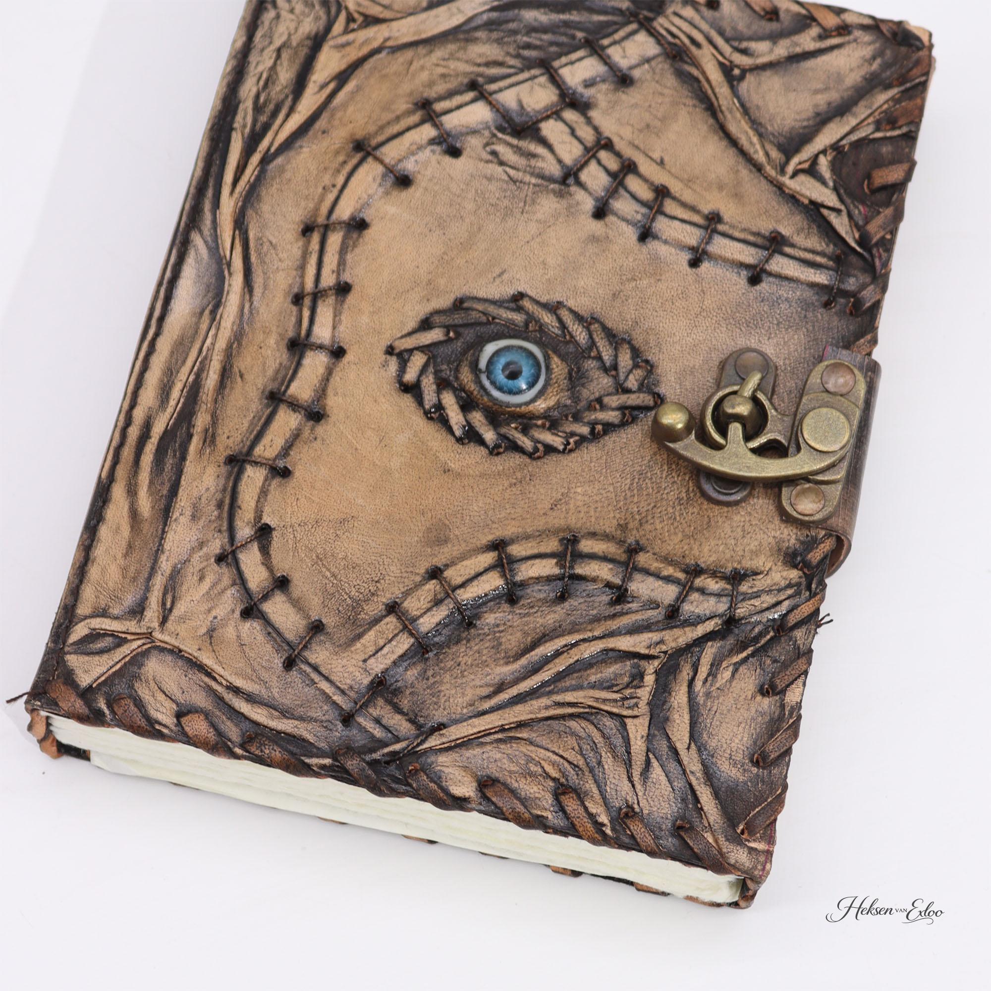 Book of Shadows of Grimoire van huid/leer met een wakend oog 1 - Afbeelding 3